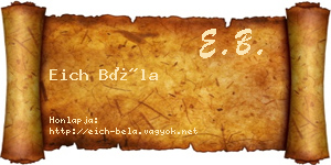 Eich Béla névjegykártya